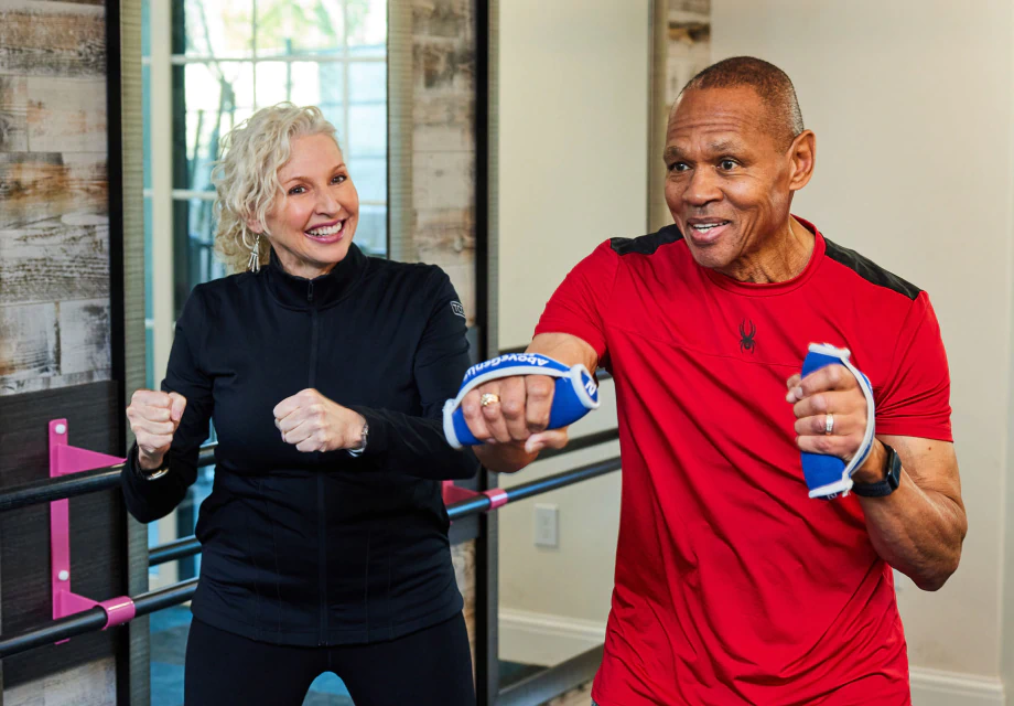 Senior man in a fitness class