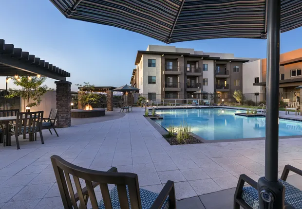 Large swimming pool at our senior living community in Glendale