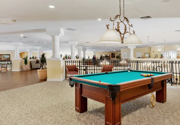 Our game room with a pool table in our Senior Living Peoria, AZ