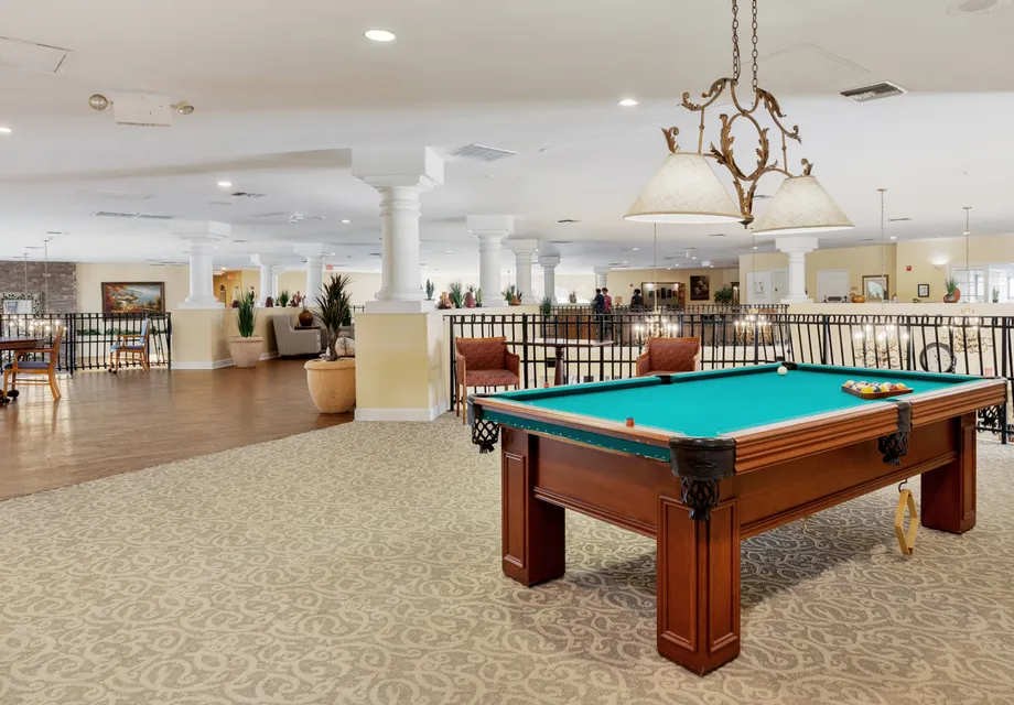 Senior programs Peoria: our large game room with a pool table