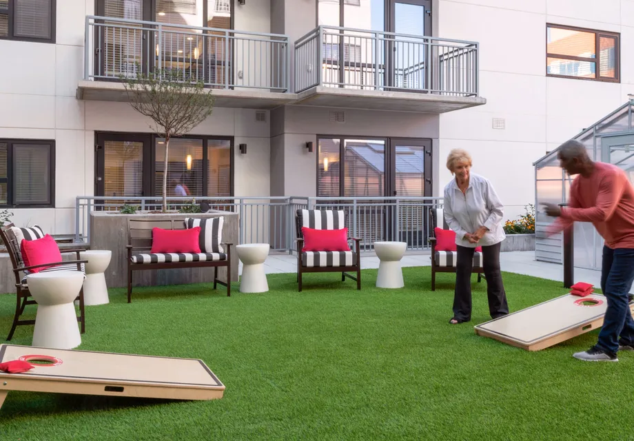 Our luxury rooftop courtyard with Astroturf.