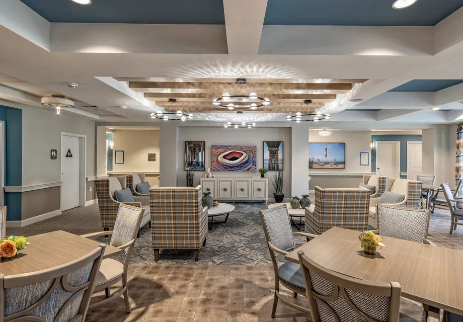 large dining and sitting area in our Modern Senior Living in Brea