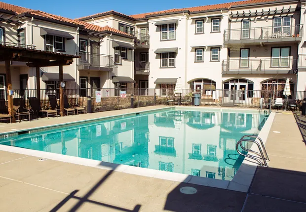 Large swimming pool in our Senior Living community in Brentwood