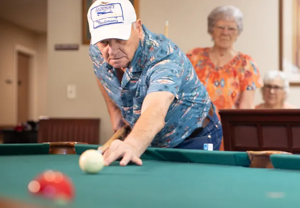 Independent Living in Snohomish County with a pool table