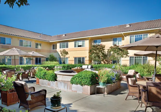 Senior Living in Sonoma featuring a courtyard with ample seating