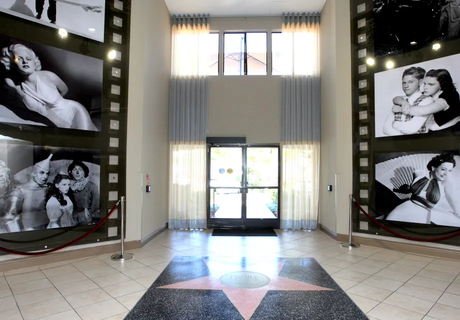 Two-story lobby.