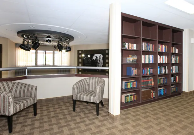 Senior Living in Culver City featuring a library.