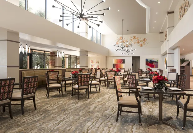 Senior Living in Broomfield featuring our main dining hall.