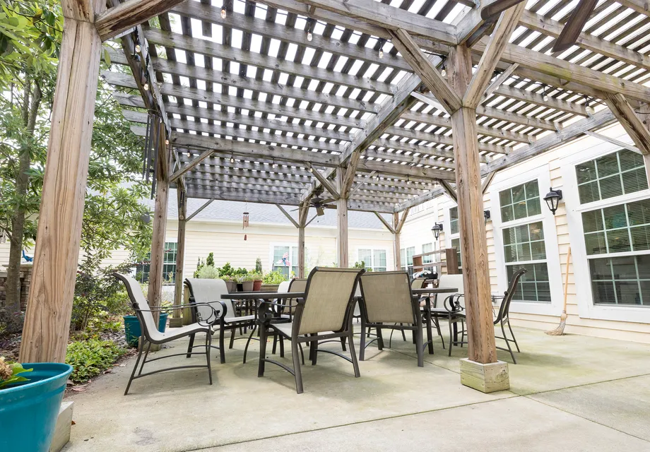 Senior Living featuring a pergola with ample seating.