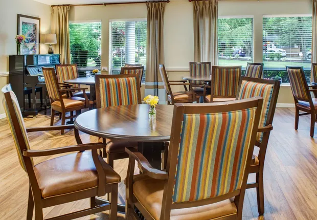Senior Living in Bothell, WA with open dining areas.