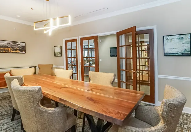 Senior Living in Denver with a private dining area.
