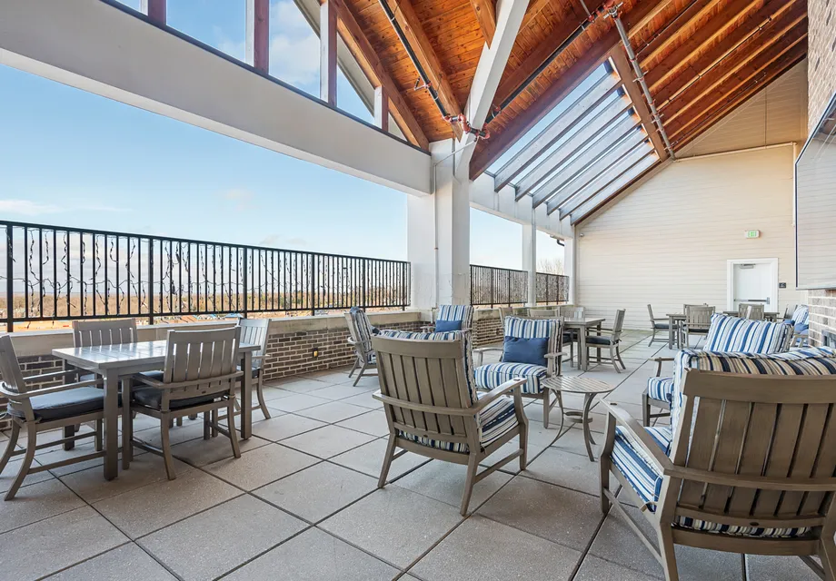 Senior Living in Woodbridge, VA with open patio and cozy seating