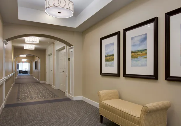 Senior Living in Roswell with open halls.