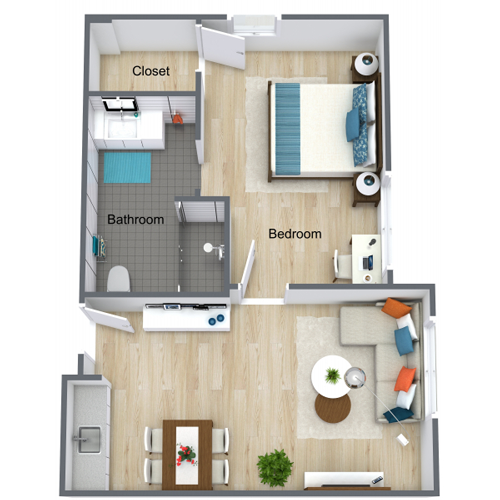 Assisted Living Classic One Bedroom Floor Plan