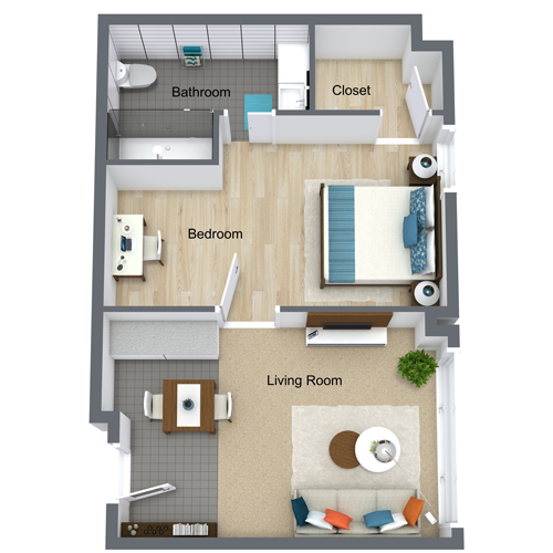 Classic One Bedroom Floor Plan