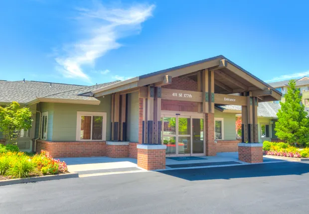 Senior Living community in Vancouver exterior with covered entrance.