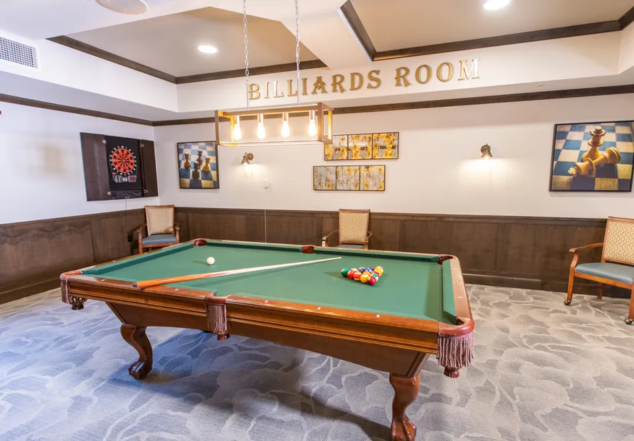 Senior Living in Mill Creek featuring a game rool and pool table