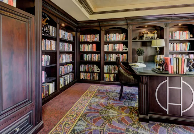 Large floor-to-ceiling library at out Senior Living community in Scottsdale