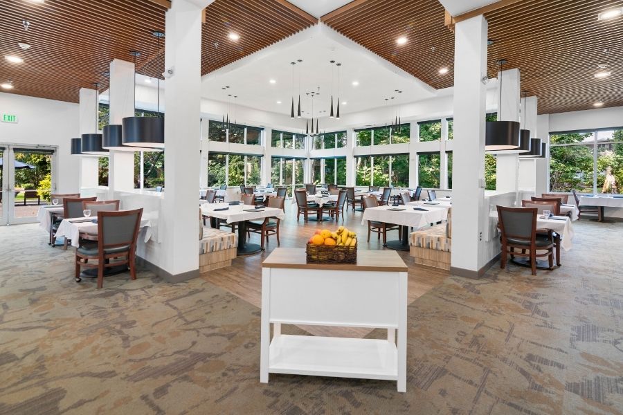 dining room entrance with white and brown walls