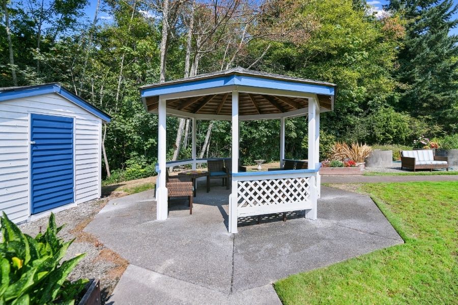 blue and white cabana