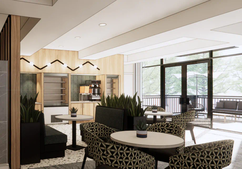 Cogir of Tigard, senior living lobby with modern seating