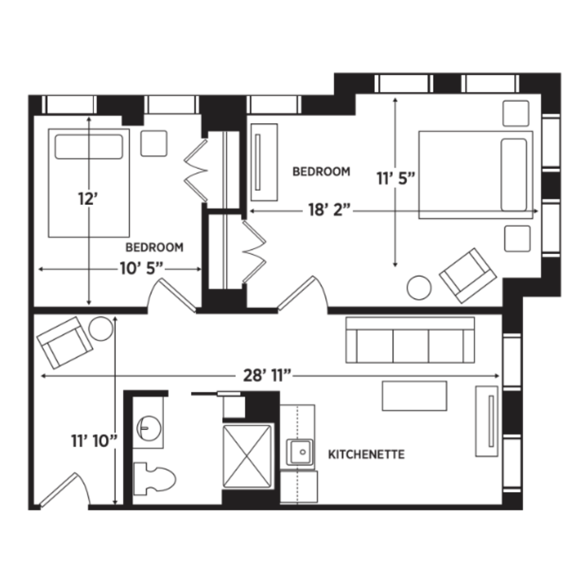 cogir of old town alexandria one bedroom plus den floor plan