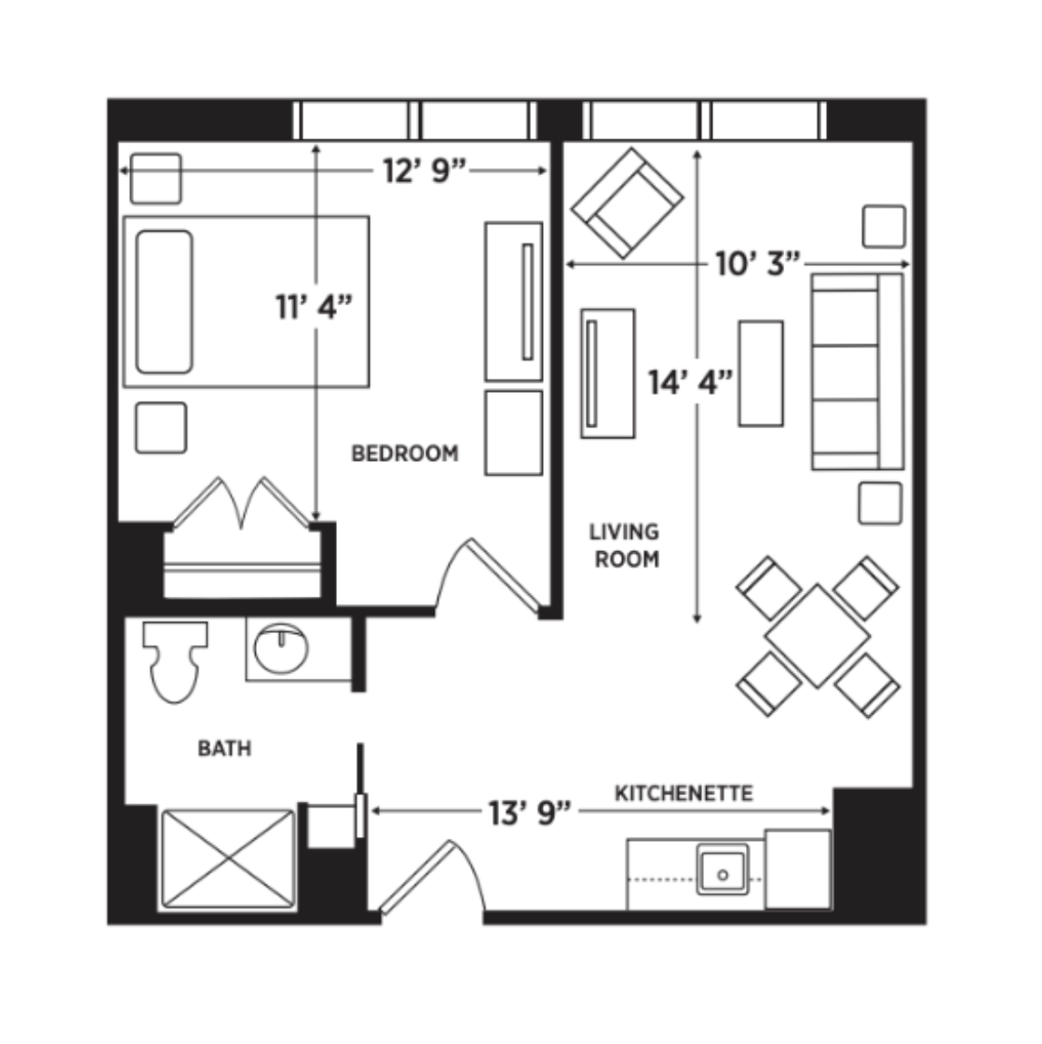 cogir of old town alexandria one bedroom floor plan