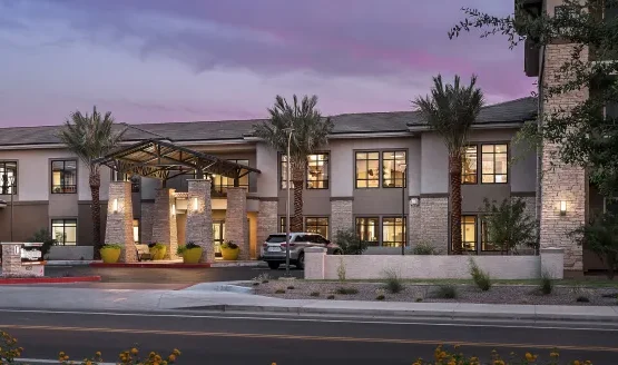 Welcoming entrance with vibrant landscaping, creating a friendly and inviting atmosphere for all.