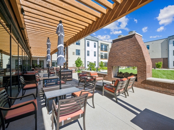 A welcoming outdoor space with comfortable seating, perfect for community gatherings and relaxation.
