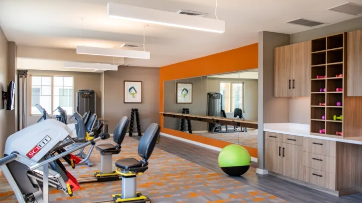 Bright and inviting fitness area, fostering community wellness and engagement in a supportive atmosphere.