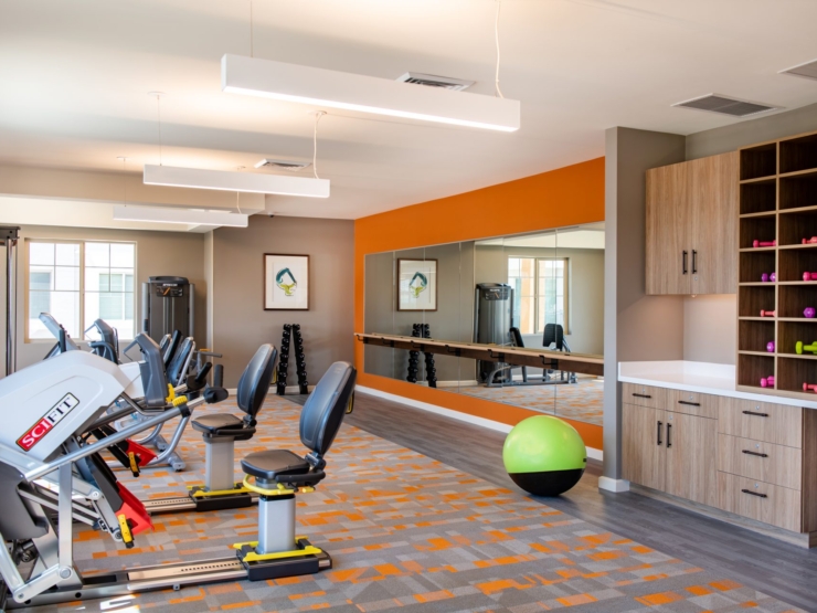 Bright and inviting fitness area, fostering community wellness and engagement in a supportive atmosphere.