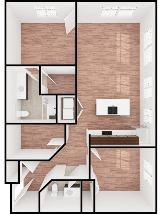 Bright and inviting layout featuring open spaces, designed for comfort and community living.