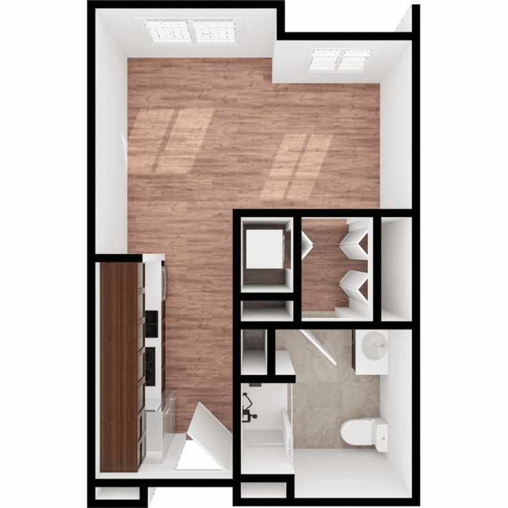 A bright, inviting space with an open layout, ideal for a warm community atmosphere and comfortable living.