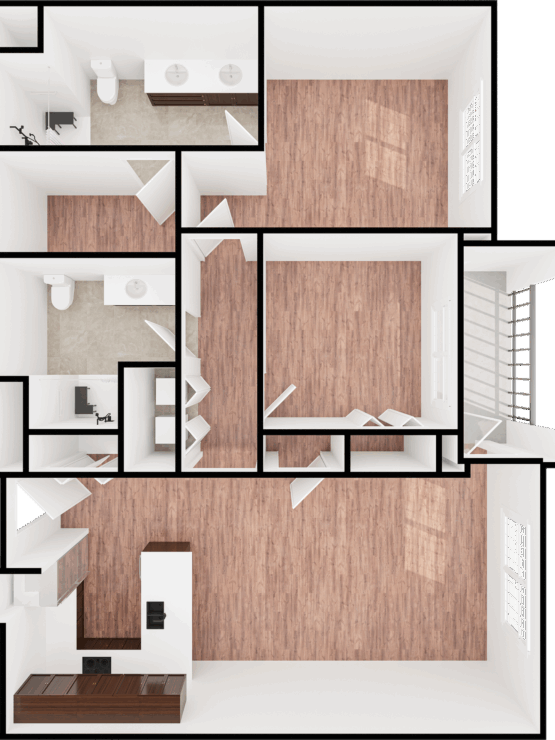 Spacious layout featuring bright communal areas, fostering connection and comfort. Perfect for shared moments.