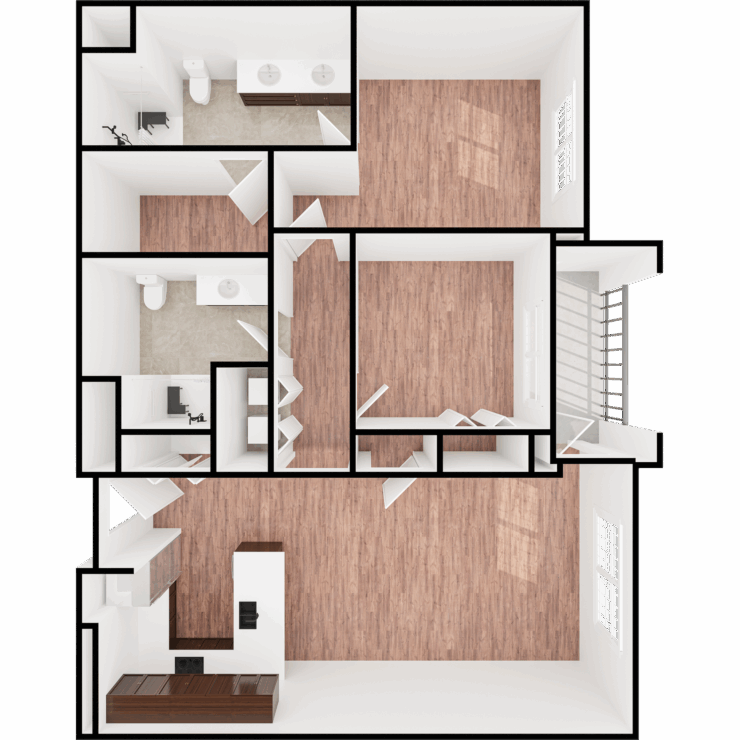 Spacious layout featuring bright communal areas, fostering connection and comfort. Perfect for shared moments.