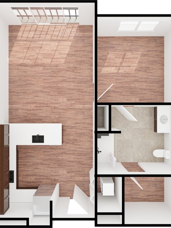 A spacious, well-lit layout promoting community and comfort, inviting residents to feel at home.