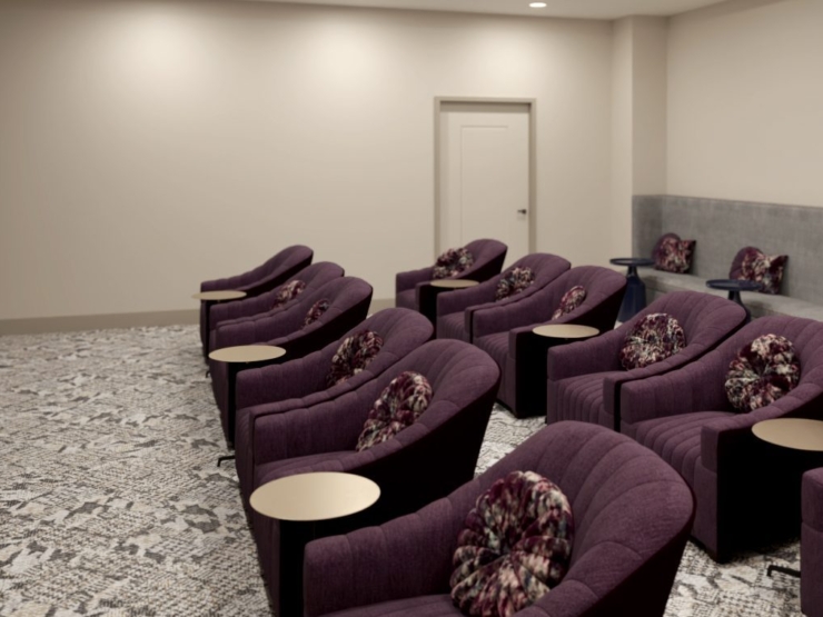 Welcoming space with plush seating and soft lighting, perfect for community gatherings and relaxation.