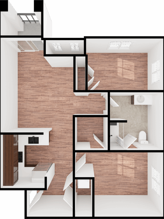 Bright, inviting layout promoting community and comfort, offering ample space for relaxation.