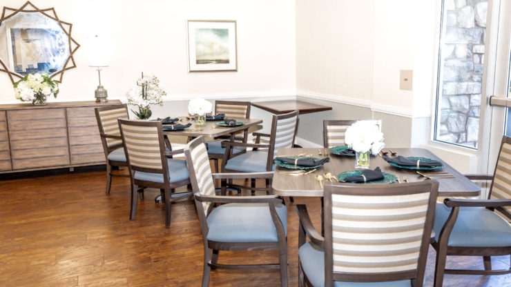 A welcoming dining area with elegant decor, inviting comfort, and a sense of community.