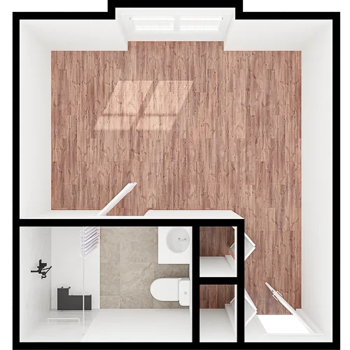 A bright, spacious room with warm wood flooring, inviting comfort and a sense of community.