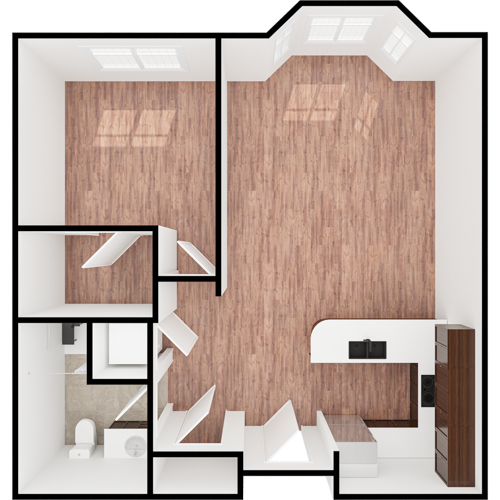 A cozy, welcoming layout featuring spacious rooms and natural light, perfect for community living.