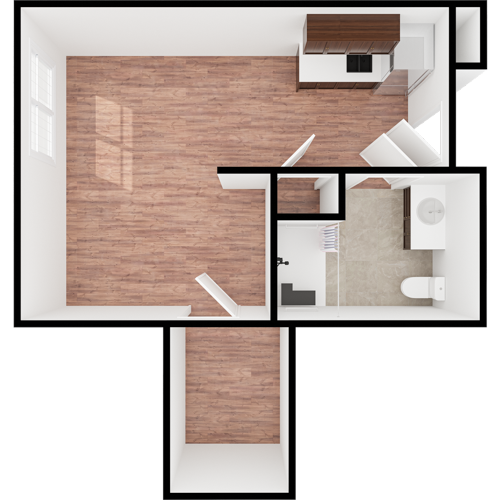 Bright, inviting living space with a functional layout, perfect for comfort and community living.