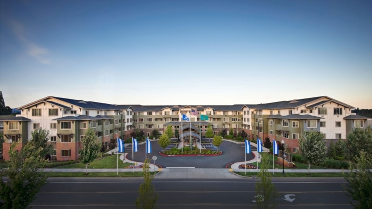 A welcoming retirement community set amidst tranquil surroundings, fostering comfort and connection.