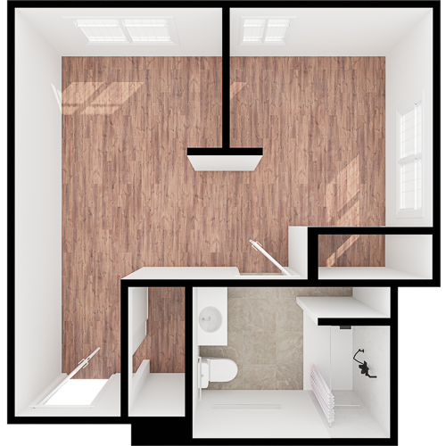Bright, inviting layout with spacious rooms, perfect for a warm and comfortable community living.