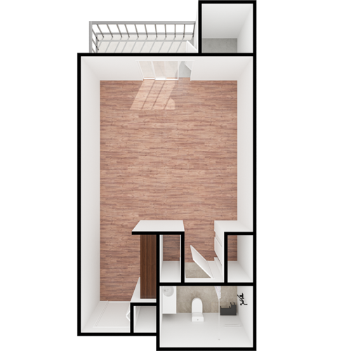 A cozy, inviting layout featuring warm wood tones, perfect for comfortable living and community.