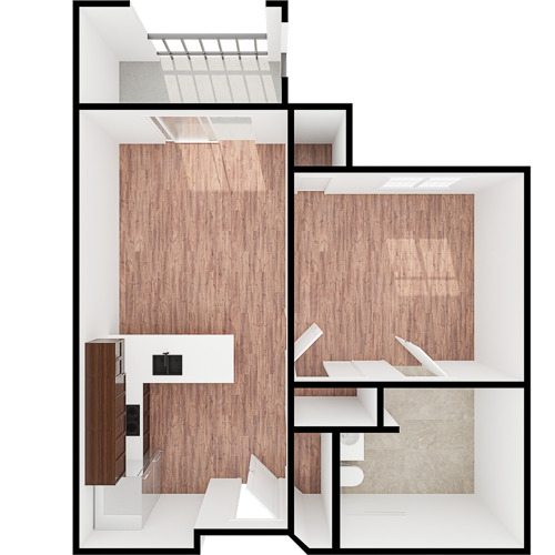 A bright and inviting layout featuring spacious rooms, ideal for community living and comfort.
