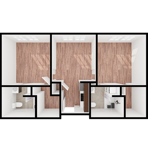 A bright, inviting layout with spacious rooms, perfect for fostering community and comfort.