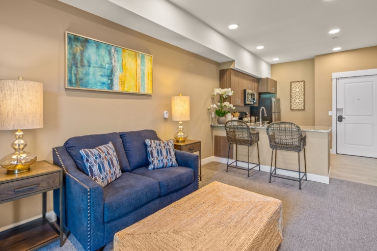 A cozy, inviting living space with warm colors, comfortable seating, and a welcoming atmosphere.