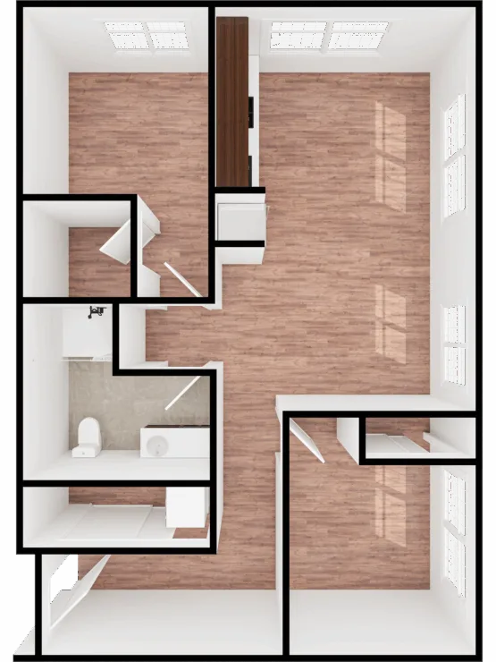 A bright and spacious apartment layout, designed for comfort and community living.