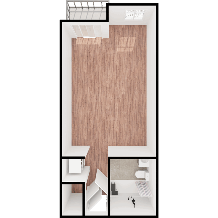 A spacious, inviting layout with warm wood flooring, perfect for creating a cozy home atmosphere.